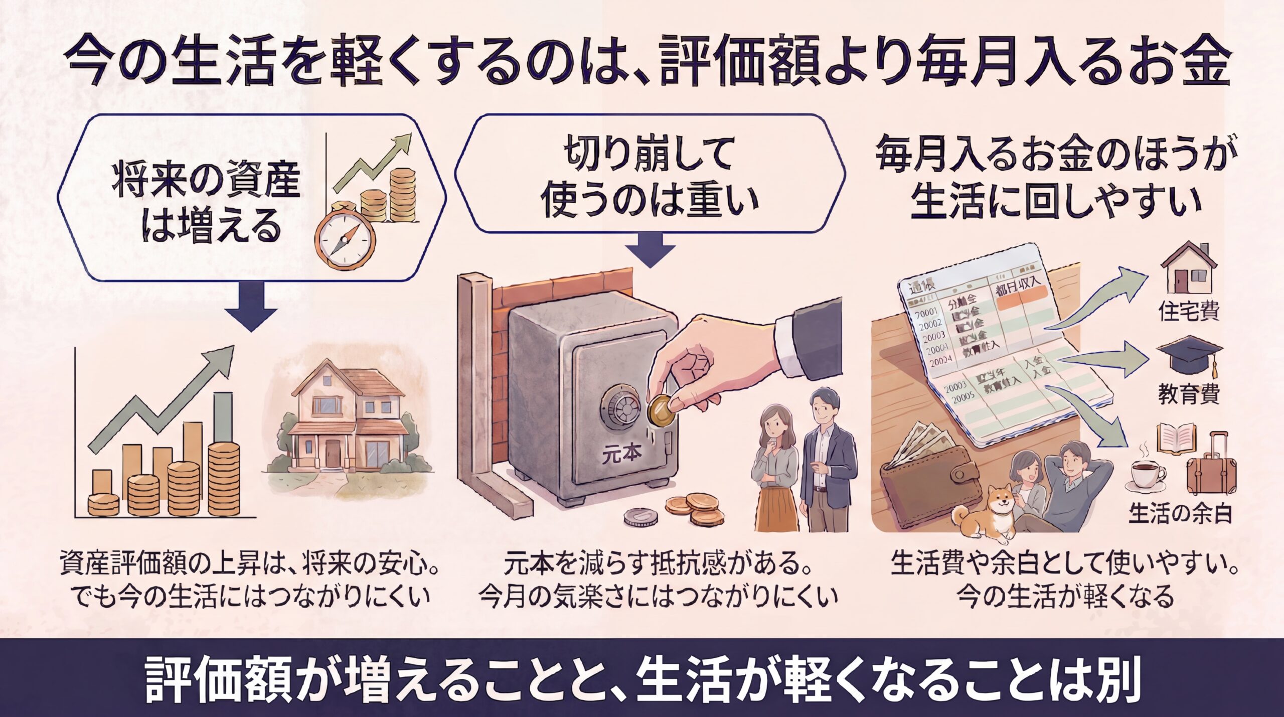 今の生活を軽くするのは、評価額より定期的に入るお金